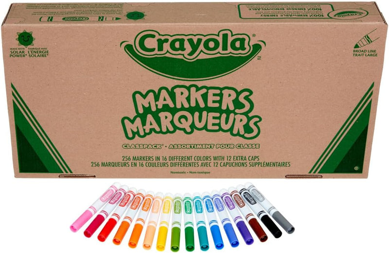 Crayola Broad Line Markers Classpack (256 Ct), Bulk Markers for Kids, Art Supplies for School, Classroom Must Haves, Preschool & Kindergarten Supplies