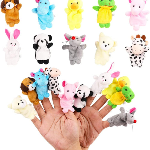 10-Piece Soft Plush Animal Finger Puppet Set for Kids | Durable Velvet Cloth Mini Figures Assortment for Boys & Girls, Educational Play, Party Favors, and Storytime Fun.