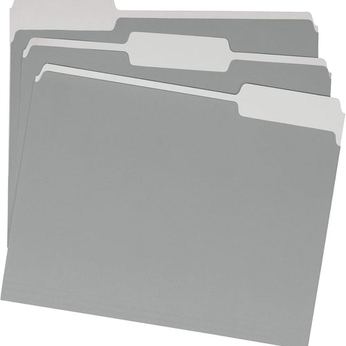 Amazon Basics File Folders for Organization, Letter Size, 1/3 Cut Tab, Gray, 36-Pack