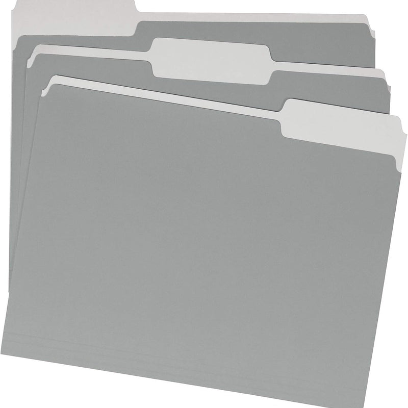 Amazon Basics File Folders for Organization, Letter Size, 1/3 Cut Tab, Gray, 36-Pack