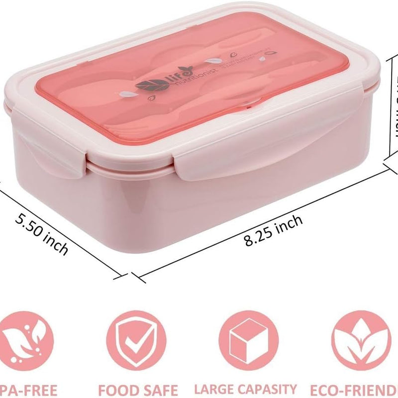 LOVINA Bento Boxes for Adults - 1100 ML Bento Lunch Box For Kids Childrens With Spoon & Fork - Durable for On-the-Go Meal, BPA-Free and Food-Safe Materials
