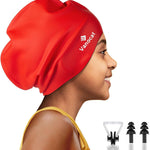 Kids Extra Large Swim Cap for Long Hair, Waterproof Silicone Swimming Caps for Boys Girls Children Youth Teen, Large Swim Hat for Long Thick Curly Hair & Dreadlocks Braids Weaves Afro Hair