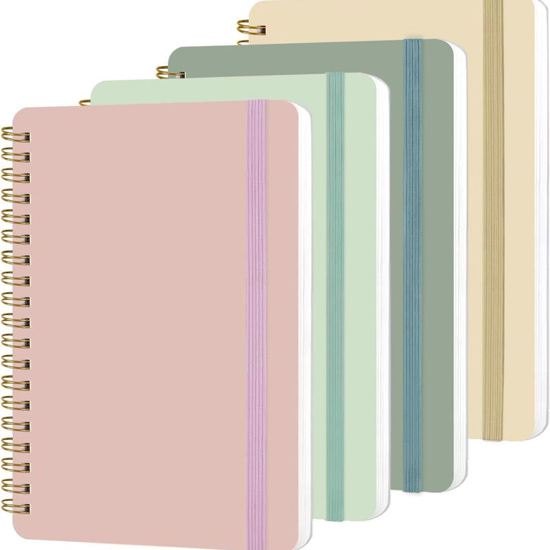 4 PCS Small Spiral Notebook 5x7, Spiral Journal Notebook, Notebooks for Work, Note Taking, School, Small Notebooks 5x7 with Strap, Cute Notebooks for Women 50 Sheets