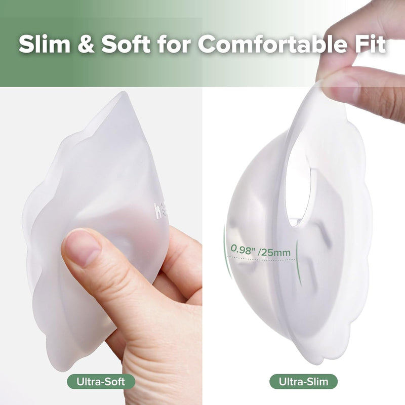 haakaa Petal Soft Silicone Milk Collector for Breastfeeding - 2PCS | Discreet Leak-Protection Breast Milk Saver, Reusable Breast Shells Milk Collection Cup for Breastfeeding with Cleaning Brush