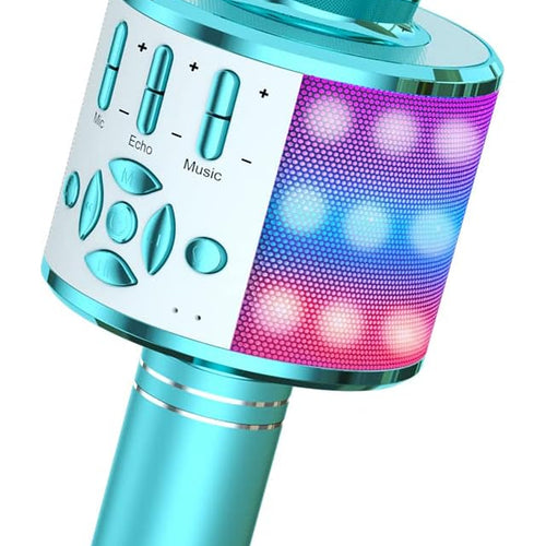 Amazmic Kids Karaoke Microphone Machine with LED Light, Bluetooth, for Girls and Boys Age 3-12
