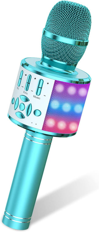Amazmic Kids Karaoke Microphone Machine with LED Light, Bluetooth, for Girls and Boys Age 3-12