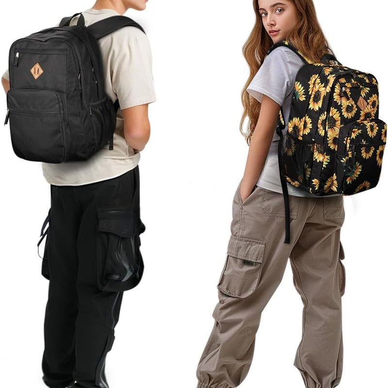 ZORFIN 26L Black Backpack for College, and Travel: Water Resistant Bookbag