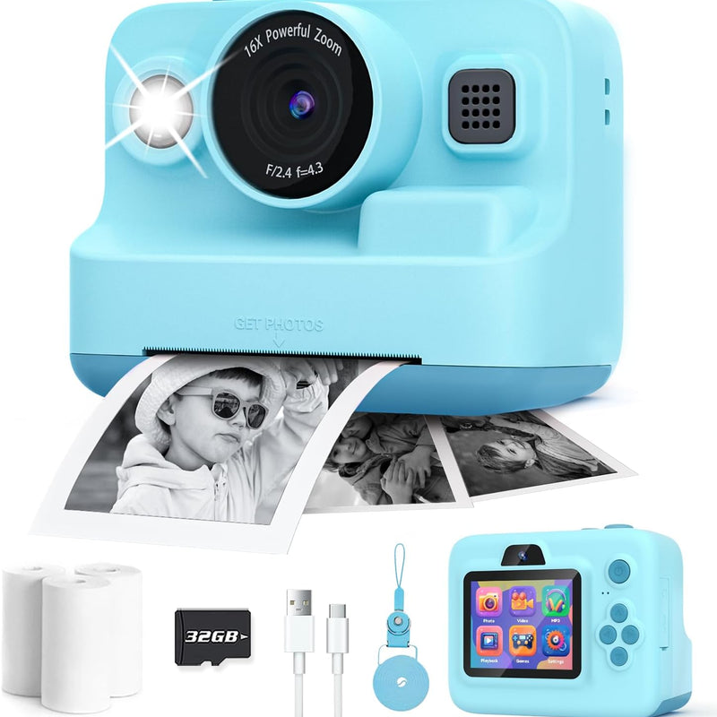 Dylanto Kids Camera Instant Print, 1080P Kids Instant Cameras, Christmas Birthday Gifts for Girls Age 3-12
