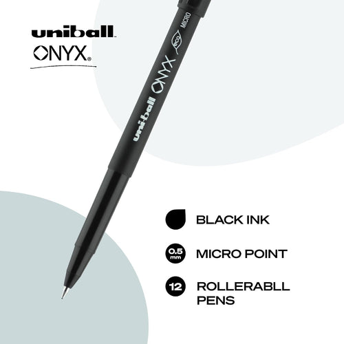 uniball Onyx Rollerball Pens, Micro Point (0.5mm), Black