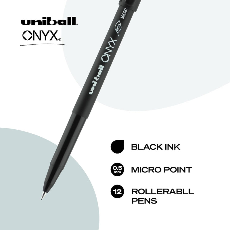 uniball Onyx Rollerball Pens, Micro Point (0.5mm), Black