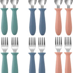 Toddler Utensils Set, 6-Piece Kids Fork and Spoon Set | 18/8 Stainless steel with plastic handles, rounded edges, toddler-size, dishwasher safe