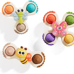ALASOU 3PCS Pop Suction Cup Spinner Sensory Airplane Travel Toys for 1 Year Old Boy Girl Infant Toddlers|Novelty Spinning Tops 12 18 Months|1 2 Year Old Boy Birthday Gift|Baby Bath Toy Kids Ages 1-3