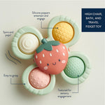 Itzy Ritzy Fidget Spinner Travel & Bath Toy - Textured Silicone Popper, Suction Cup Base for Stable Play