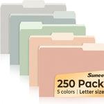 SUNEE Manilla Folders Letter Size (8.5 x 11 inches), 250 Per Box, 1/3 Cut Tab for Easy Labeling and Organization, Durable Standard Paper for Home, Office, School Filing