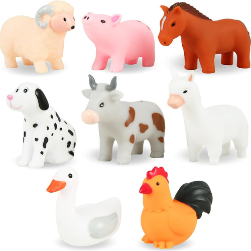 xy-wq bath toys no hole for infants 6-12 toddlers 1-3 8 pcs animal Ⅱ set with mesh bag