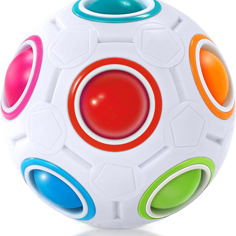 Vdealen Magic Rainbow Puzzle Ball, Fidget Ball Puzzle Brain Teaser Fidget Toy for Boys & Girls- Birthday Party Easter Valentines Christmas Stocking Stuffers for Kids Teen & Adults(Off White)