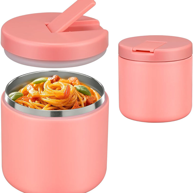 Pawtong 12oz Insulated Vacuum Food Jar with Buckle Lid Wide Mouth Soup Thermo for Hot Food Kids Leakproof Stainless Steel Lunch Container (Blue-Dinosaur)