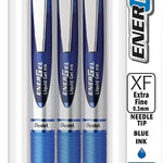 Pentel EnerGel RTX Retractable Liquid Gel Pen, (0.3mm), Extra Fine Line, Needle Tip, Black Ink, Pack of 3 (BLN73BP3A)