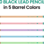 Taja 50 Pack Wood-Cased #2 HB Pencils, Bulk Pre-Sharpened Pencils with Top Erasers, Perfect for School & Classroom Writing and Drawing - Macaron