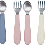 WeeSprout Toddler Utensils, 3 Forks & 3 Spoons, 18/8 Stainless Steel & Food Grade Silicone, Thick Easy-Grip Handles, Perfect Length For New Self Feeders, Gentle On Gums & Teeth, Dishwasher Safe