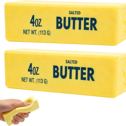 Butter Squeeze Toy 2PCS, Slow Rising Dumpling Squishy Butter Sensory Stress Relief Squishies Soft & Stretchy Fidget Toys for Anxiety Relief Party Favors (Butter Stick)