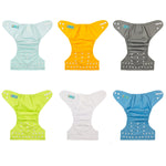 ALVABABY Baby Cloth Diaper 6 Pack with 12 Inserts One Size Cloth Diaper Covers Adjustable Washable Reusable for Baby Girls and Boys