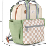 Itzy Ritzy Toddler Backpack, Daycare Bag w/Spacious Interior, Checkerboard | Adjustable Straps, Wipeable Lining, 2 Side Pockets, Front Zipper, & Name Label - Keeps Essentials Organized for Daily Travel