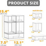 SpaceAid Bottle Storage Organizer Baby - Acrylic Bottles Station Organizer Container, Stackable Clear Drawers for Countertop, Vanity, Bathroom, Cabinet, Pantry Organization, 5 Pack, 2S2M1L, 15.4"H