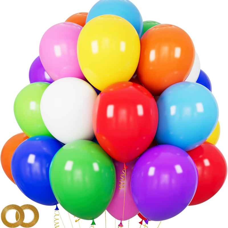 12 inch Matte Black Red and White Latex Balloons 100-Pack for Birthday Party Decorations