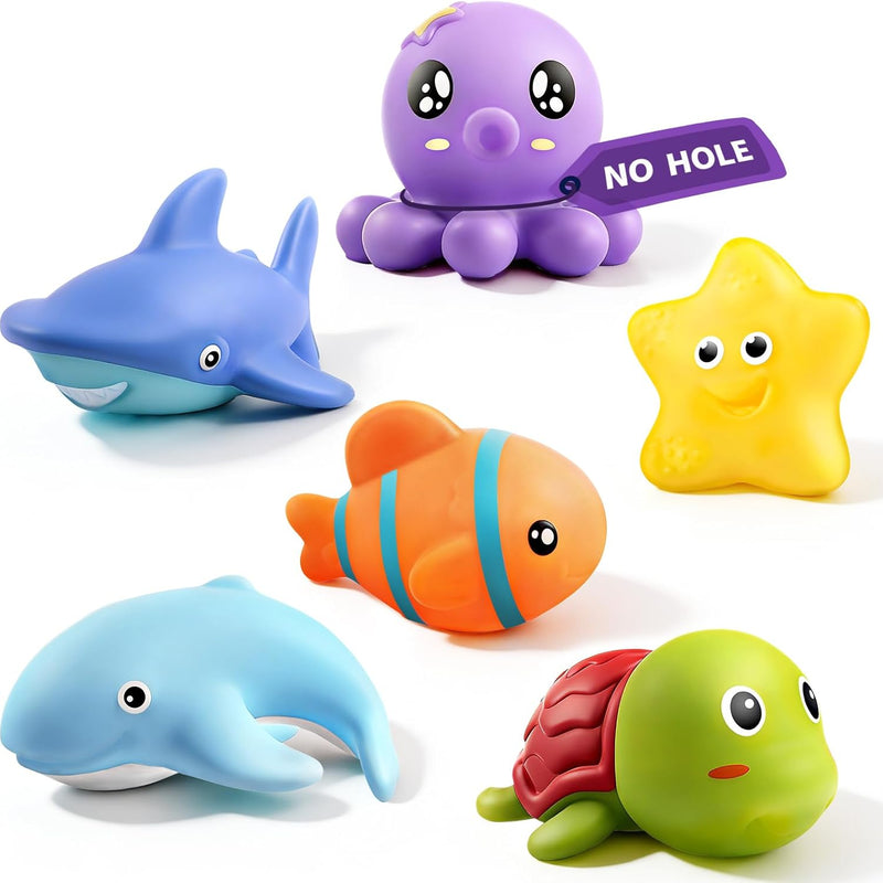 Hely Cancy Infant Bath Toys, No-Hole Design for Safe & Easy Cleaning, 18+ Months