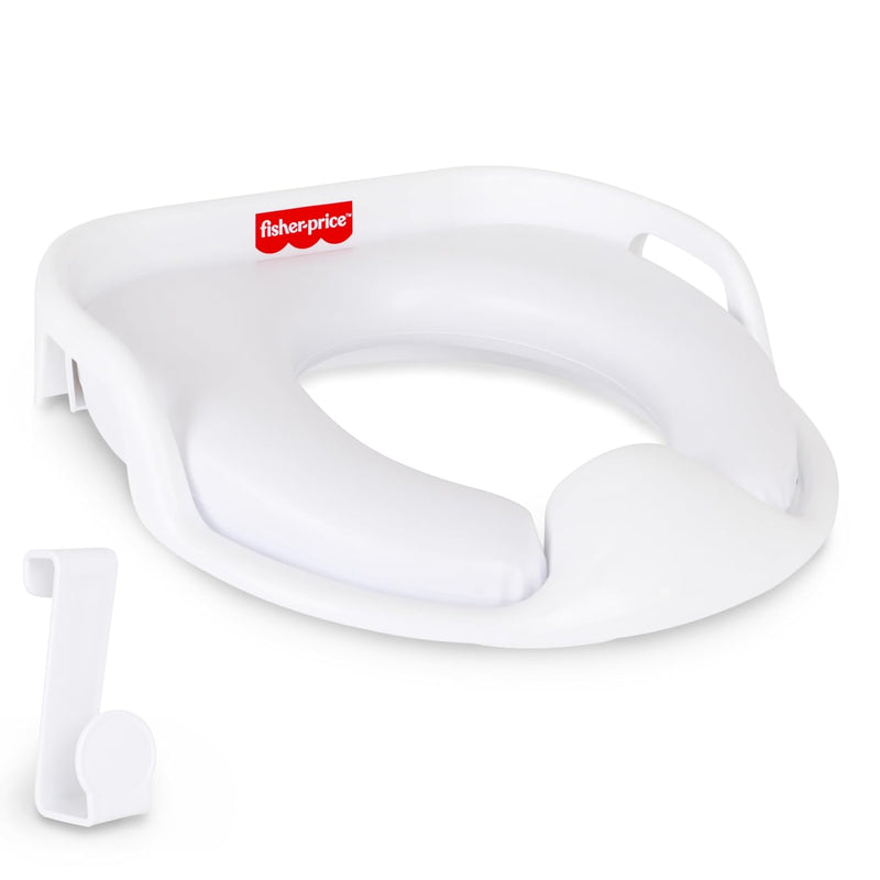Fisher-Price™ 2-N-1 Potty Trainer with Flushing Sounds, Chart & Storage – White Floor Potty Chair with Splash Guard, Removable Ring & Bowl, Patented Snap Safe Ring Technology