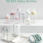 Momcozy 7-in-1 Baby Bottle Brush Set with Drying Rack, Green | Silicone Nipple Straw Brushes, Soap Dispenser Storage Box, Foldable Drain Rack, Portable Bag, BPA-Free, Home & Travel