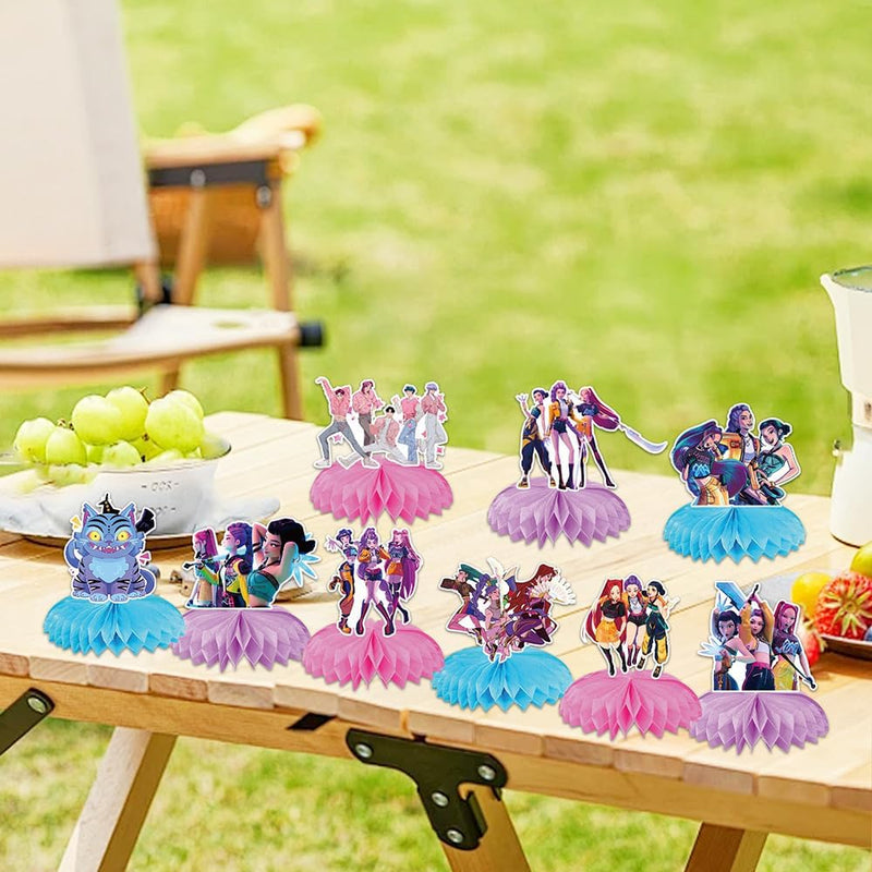 K Pop Demon Birthday Party Supplies: Honeycomb Centerpieces for Toy K Pop Demon Decorations