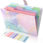 SKYDUE Expanding File Folder with 5 Pockets, Cute Accordion File Organizer, Letter Size Filing Folder, Letter Size Folders for Documents, School Office Supplies Marble Pink