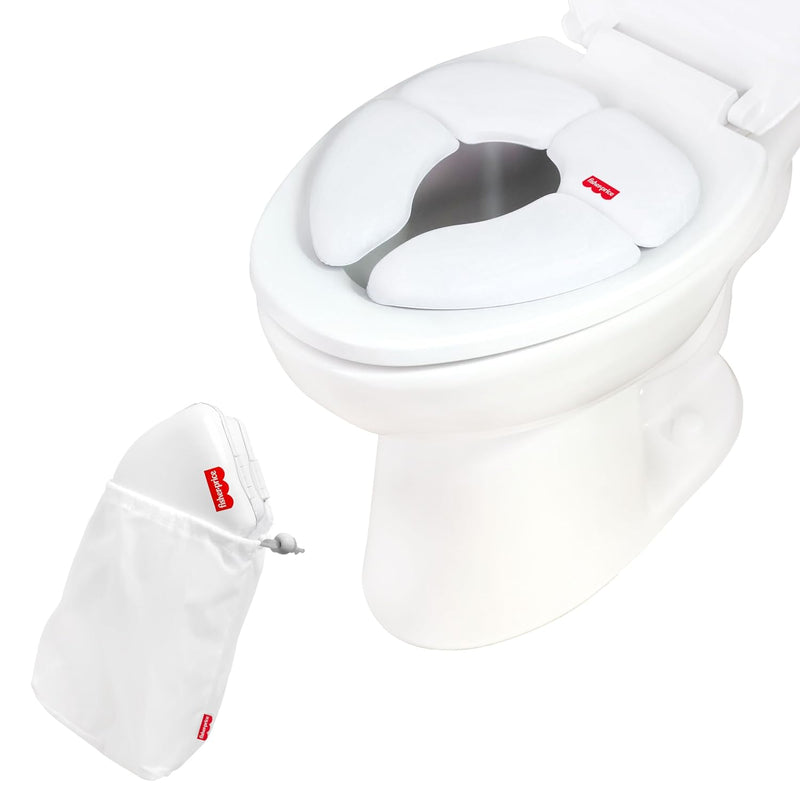 Fisher-Price™ 2-N-1 Potty Trainer with Flushing Sounds, Chart & Storage – White Floor Potty Chair with Splash Guard, Removable Ring & Bowl, Patented Snap Safe Ring Technology