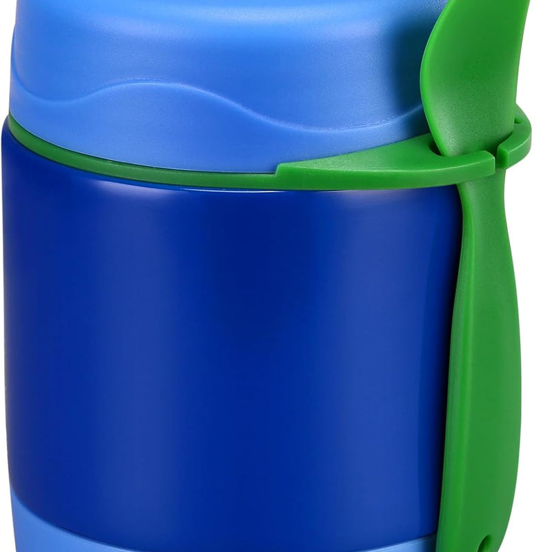 10oz Soup Thermo for Hot Food Kids Insulated Food Jar,Thermo Hot Food Lunch Container, Width Mouth Stainless Steel Lunch Box for Kids with Spoon (Blue-dinosaur)