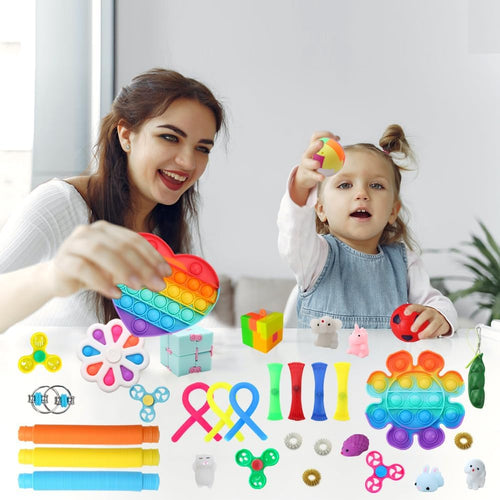 Fidget Simple Fidget Pack, 35pcs Fidget Toys Set with Popping Fidget Sensory Toys for Kids and Adults, Stress Relief Kit Gifts for Party Favors Classroom Prizes Easter Basket Stuffers Egg Fillers