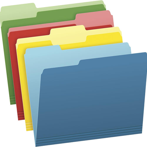 Pendaflex Colored File Folders, 36 Pack, Letter Size (8.5" x 11"), 3 Tabs, Durable Paper, Assorted Colors: Green, Yellow, Red & Blue, Color-Coding for School, Office & Home Document Organization