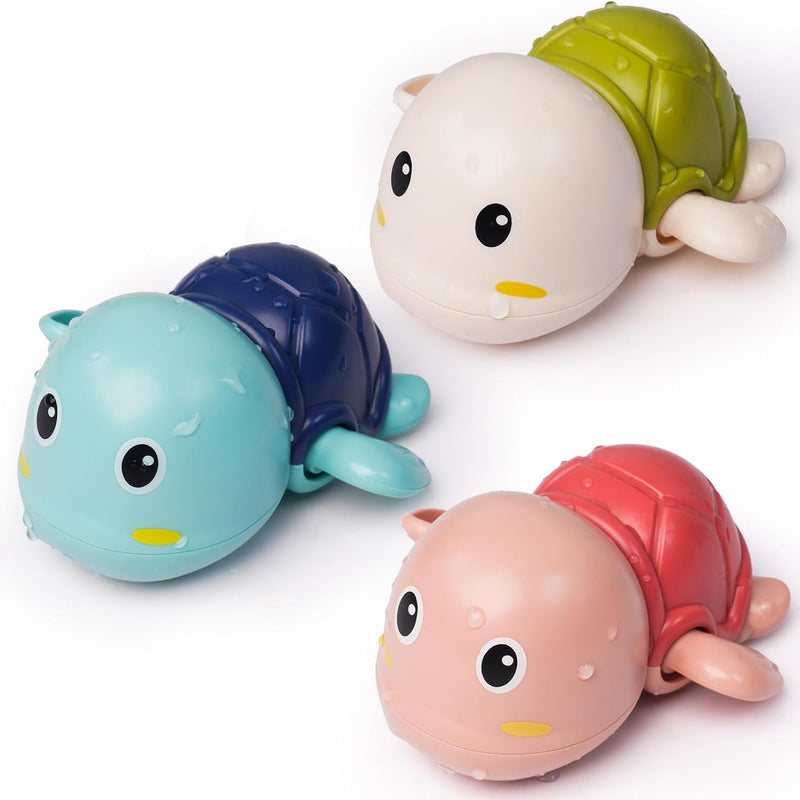 LiKee Bath Toys 3 Pack with 3 Colors | Cute Swimming Turtles Wind Up Toys for Baby Toddlers 1+ Years Old | Floating Bath & Pool Toys for Kids Age 1-3-5 | Baby Shower & Birthday Gift (Boys Girls)