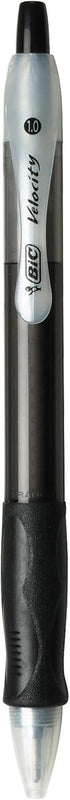 BIC Velocity Retractable Ballpoint Pens, Medium Point (1.0 mm), Black Ink Pens, 12-Count Pack, With Comfortable Grip