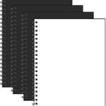 Lined Spiral Notebook A4 Large Black Journal 8.5" x 11"-4 Pack 7mm College Ruled Hardcover Notebooks 160 Pages 100GSM Thick Paper for Note Taking School Office Supplies