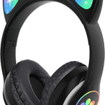 TCJJ Cat Ear Kids Bluetooth Headphones, LED, 85dB Volume Limit | Bluetooth 6.0 wireless headset with mic, stereo sound, foldable, 3.5mm wired mode for girls, school, tablet, travel