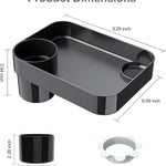 Car Seat Snack Tray for Toddlers - 3 Inch Cup Holder Fits Most Sippy Cups & Straw Bottles with Dip Well, Mess-Free Square Kids Travel Tray Road Trip Essentials, Black