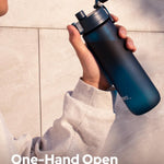 Opard Zip 20oz Plastic Water Bottle Dishwasher Safe, Leakproof Flip-Top Lid, BPA Free Tritan, Wide Mouth Reusable Kids Water Bottle for School Hiking Commuting Outdoor Travel and Gym