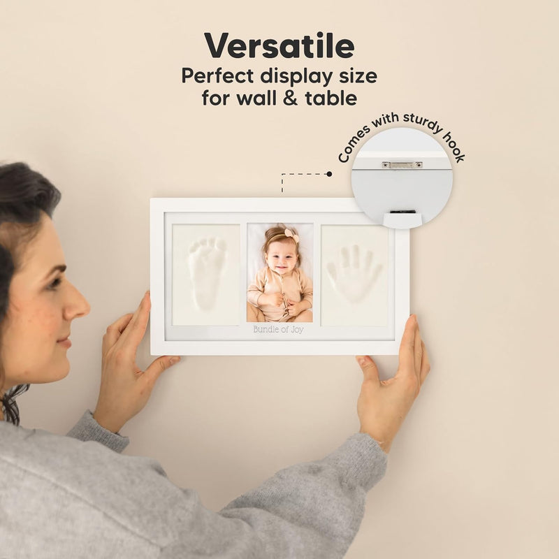 KeaBabies Baby Hand and Footprint Kit, Clay Keepsake Frame (Alpine White) | Quick Dry Handprint and Footprints, Newborn Nursery Picture Frame, Personalized New Mom Gifts for Baby First Christmas Shower