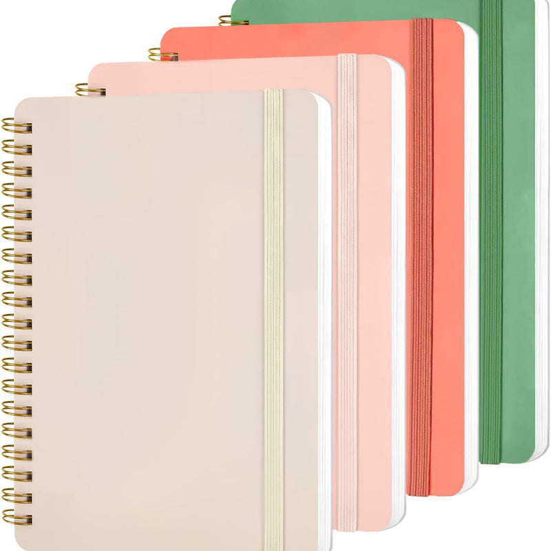 4 PCS Small Spiral Notebook 5x7, Spiral Journal Notebook, Notebooks for Work, Note Taking, School, Small Notebooks 5x7 with Strap, Cute Notebooks for Women 50 Sheets