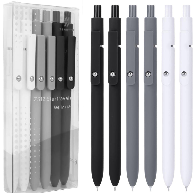 FIOVER Gel Pens, 5pcs 0.5mm Quick Dry Black Ink Fine Point Smooth Writing Pens High-End Series Ballpoint for Office School Supplies(Morandi)
