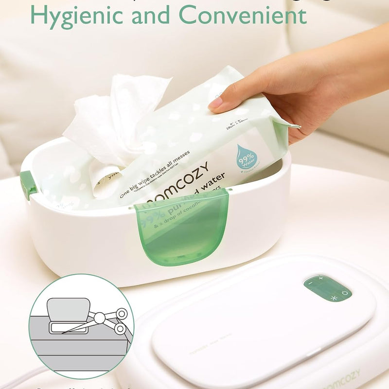 Momcozy Baby Wipe Warmer, Innovative Spring Design,Large Capacity Dispenser | Wipe Warmer with Night Light, Fast and Even Heating, 4 Adjustable Temperature Modes, Baby Shower & Registry Must-haves, Green