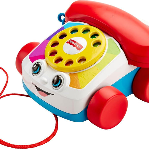 Fisher-Price Toddler Pull Toy Chatter Telephone with Rotary Dial and Wheels for Walking Play Ages 1+ years