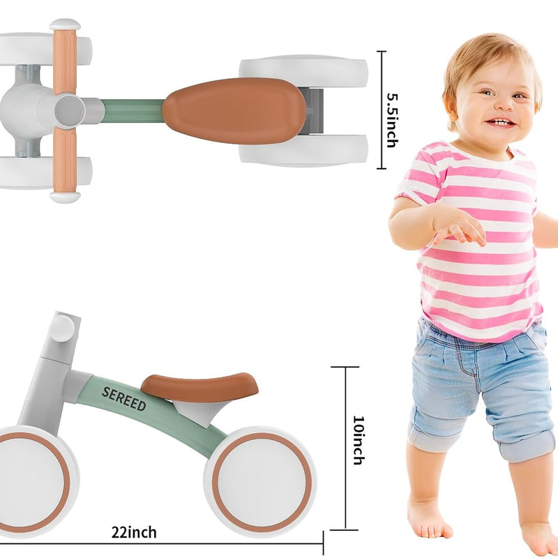 SEREED Baby Balance Bike for 1-2 year olds, Aluminum Frame, 4 Wheels, Sturdy and Comfortable Design